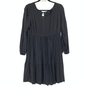 Torrid Boho Peasant Dress Womens Size 0X Black Long Sleeve Tie Waist